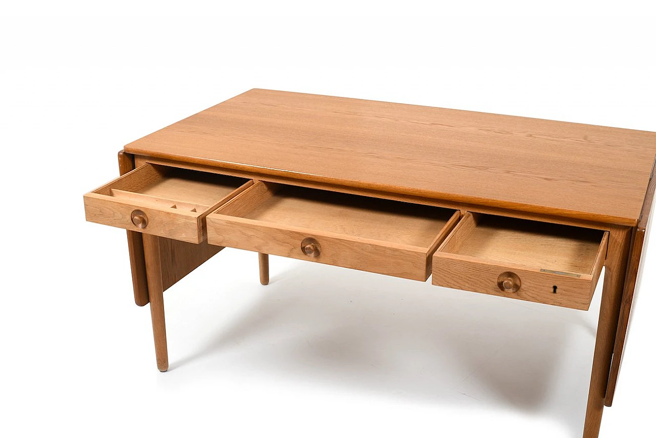 Danish desk AT-305 in oak by H. J. Wegner for Andreas Tuck, 1950s 11