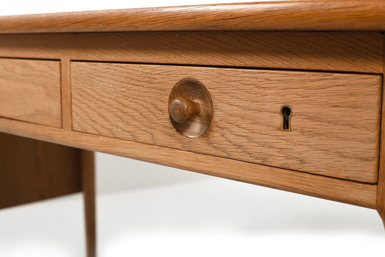 Danish desk AT-305 in oak by H. J. Wegner for Andreas Tuck, 1950s 12