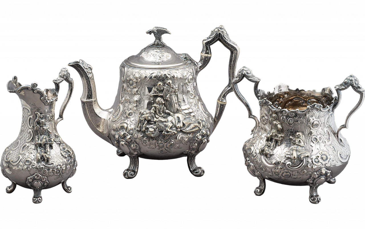 George III chiseled Sheffield tea set, 19th century 8