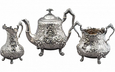George III chiseled Sheffield tea set, 19th century