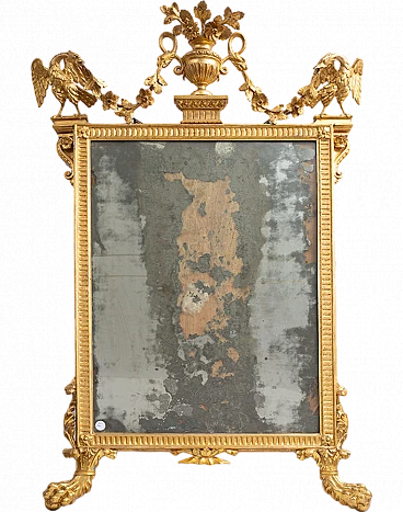 Neapolitan Louis XVI gilded wood mirror, second half of 18th century