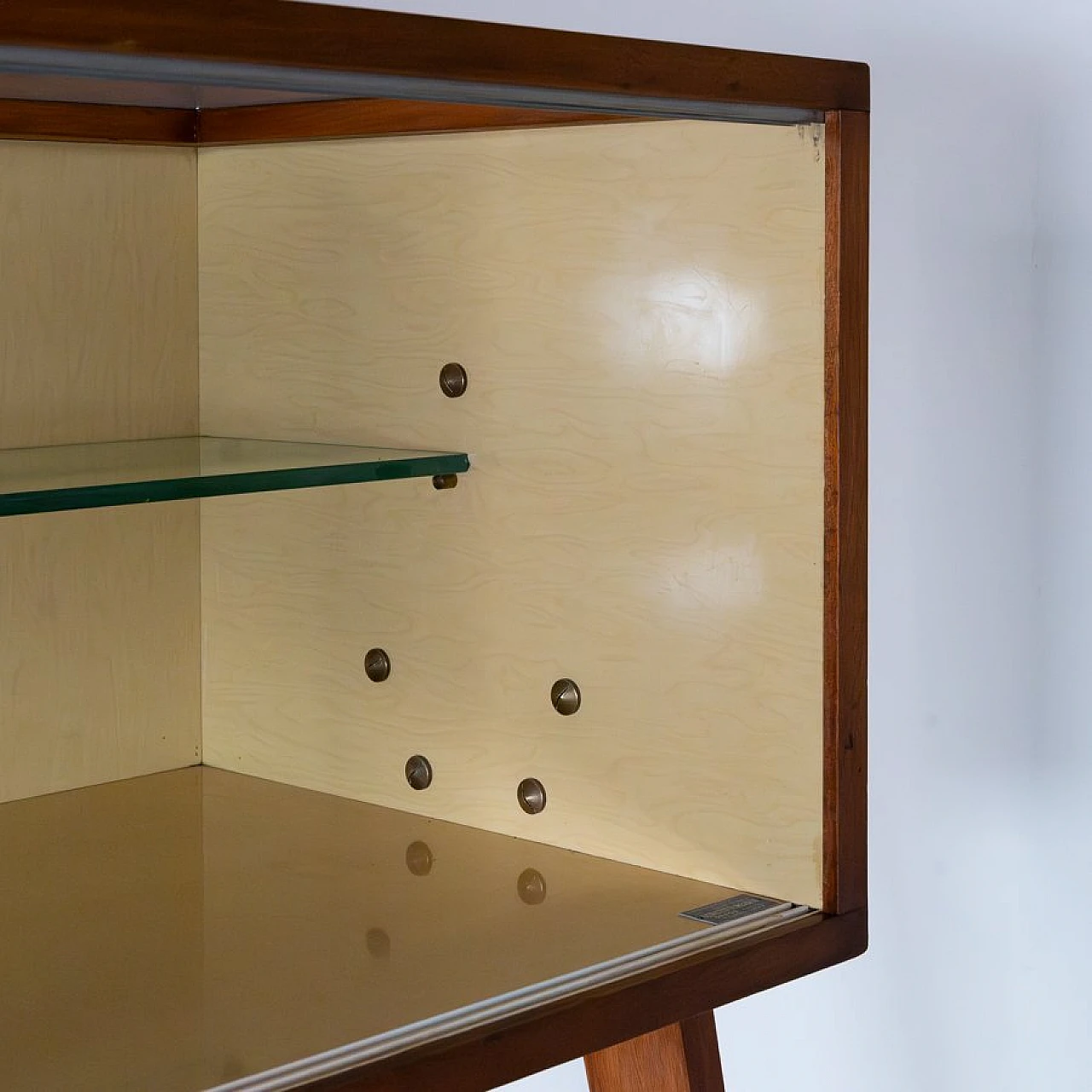 Sideboard with showcase in wood & glass by R. Scaltritti, 1950s 6