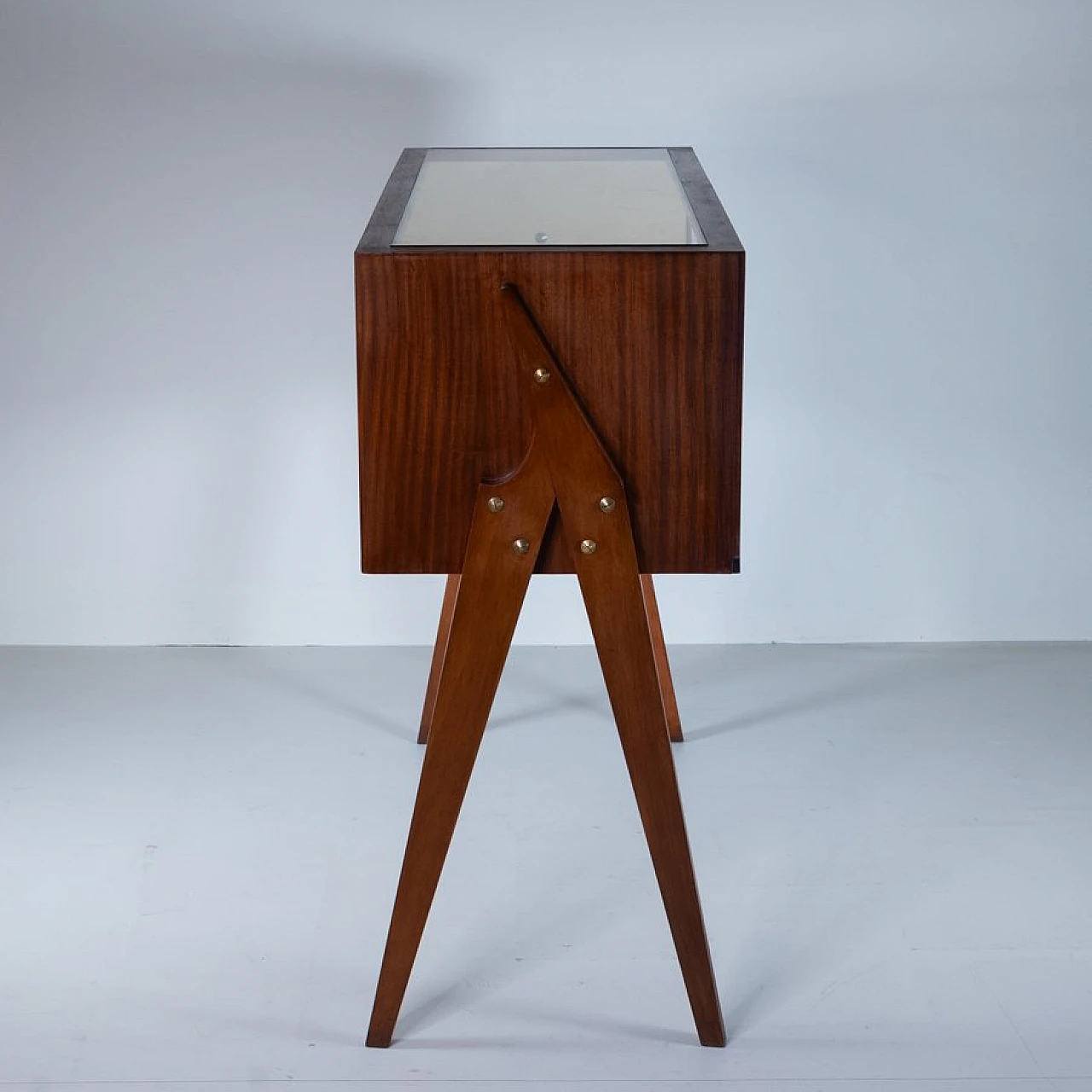 Sideboard with showcase in wood & glass by R. Scaltritti, 1950s 8