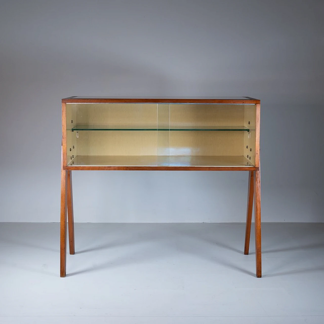 Sideboard with showcase in wood & glass by R. Scaltritti, 1950s 9