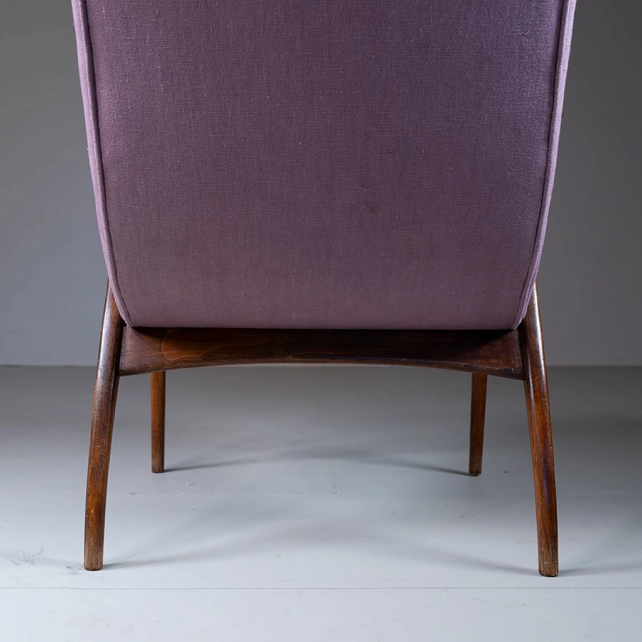 Armchair in wood and mauve fabric by Malatesta & Mason, 1950s 4