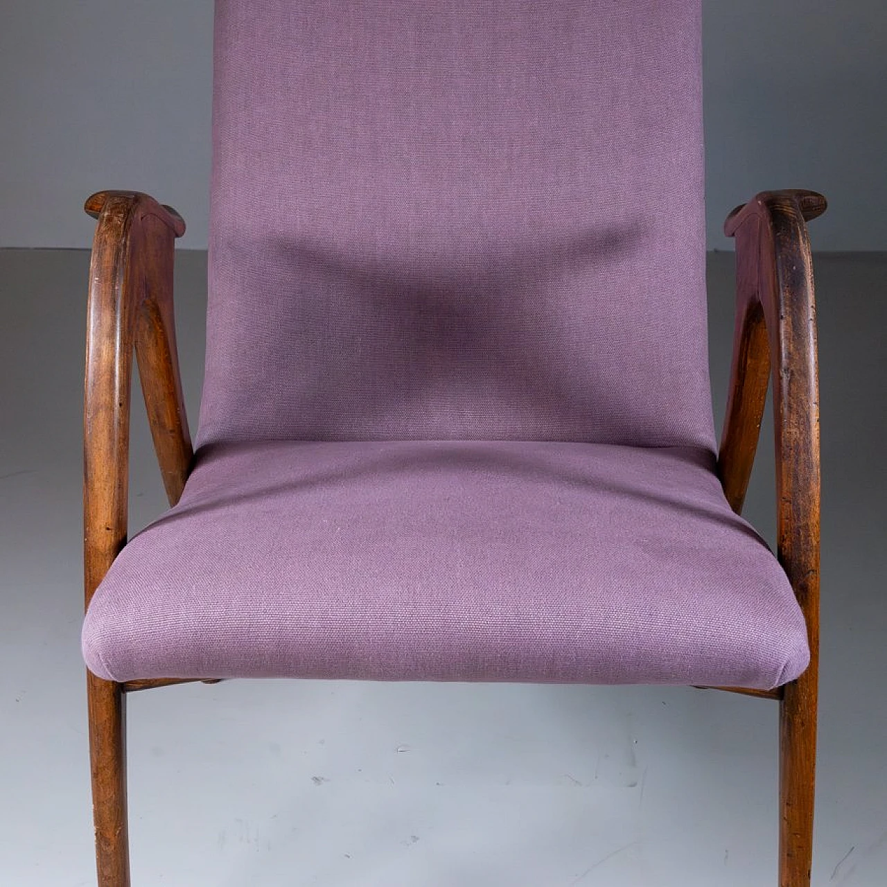 Armchair in wood and mauve fabric by Malatesta & Mason, 1950s 7