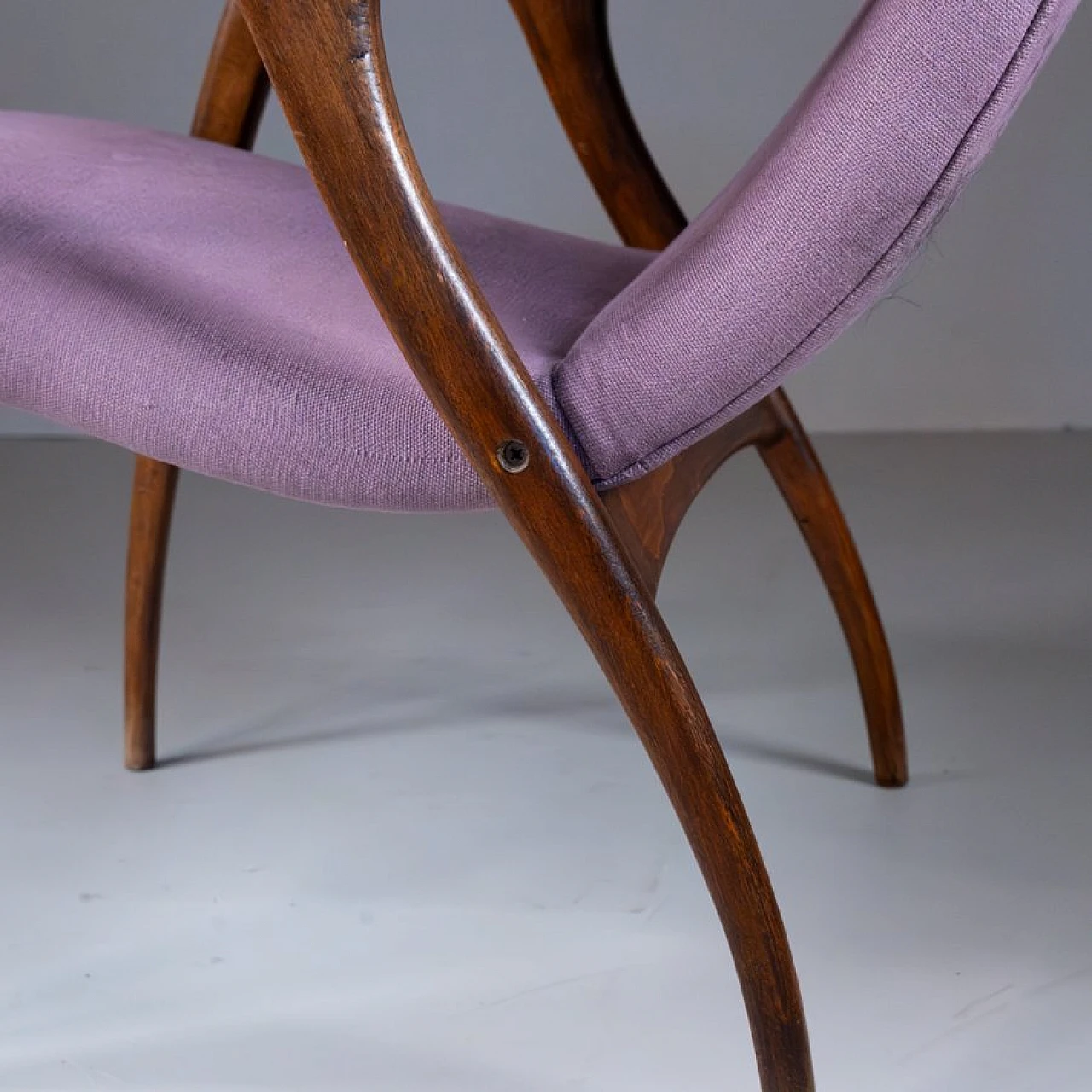 Armchair in wood and mauve fabric by Malatesta & Mason, 1950s 11