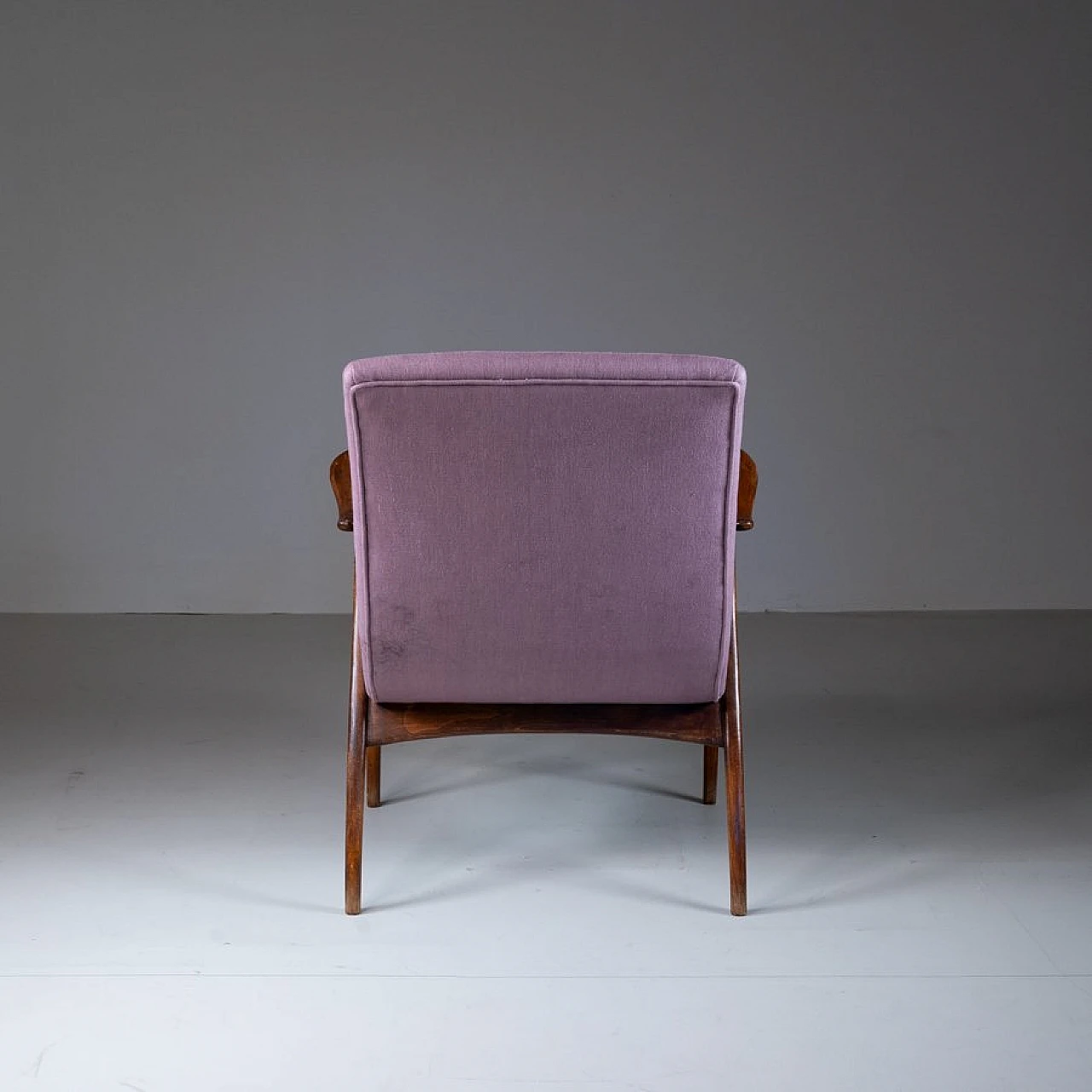 Armchair in wood and mauve fabric by Malatesta & Mason, 1950s 13