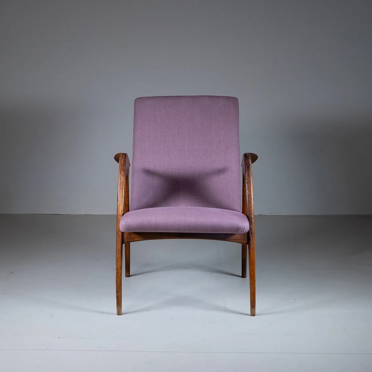 Armchair in wood and mauve fabric by Malatesta & Mason, 1950s 14