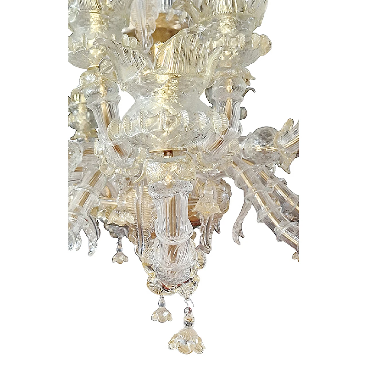 Murano glass and crystal chandelier in Rezzonico style, 1930s 3