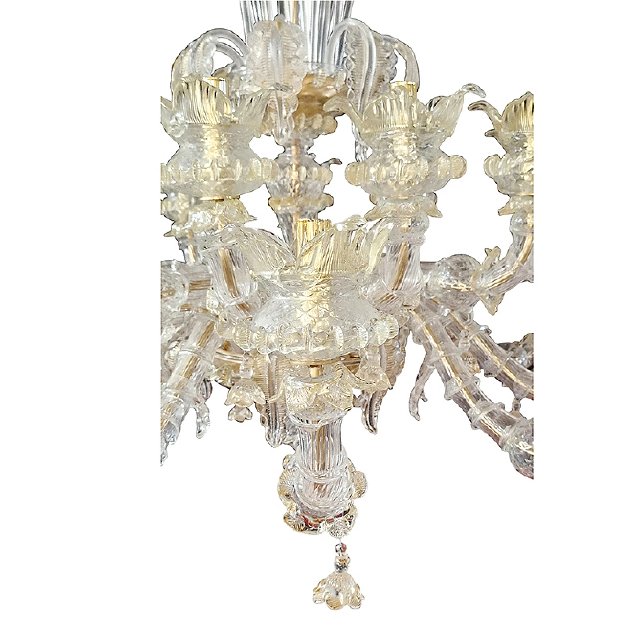 Murano glass and crystal chandelier in Rezzonico style, 1930s 4