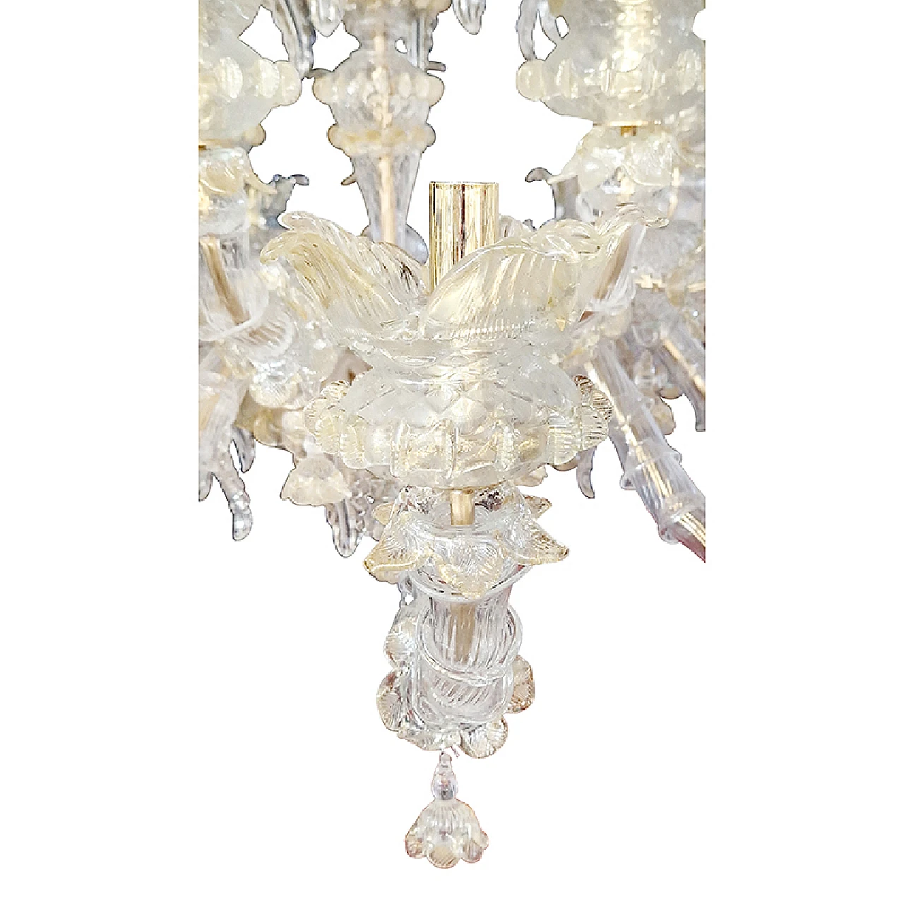 Murano glass and crystal chandelier in Rezzonico style, 1930s 5