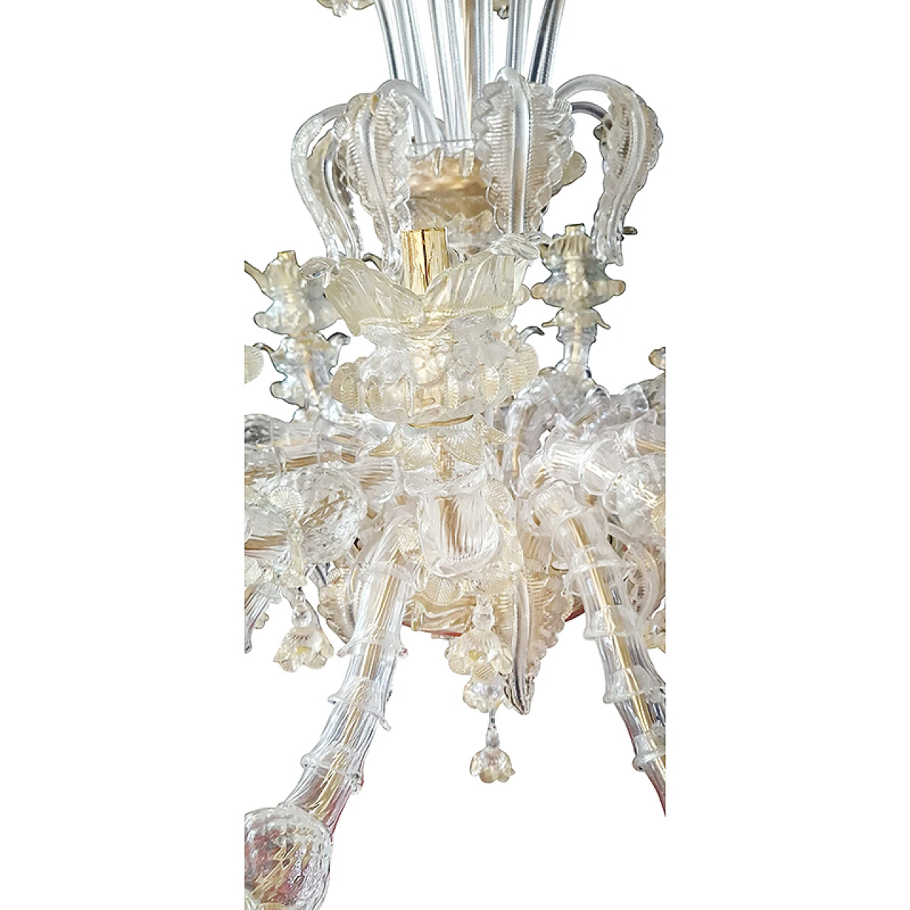 Murano glass and crystal chandelier in Rezzonico style, 1930s 6