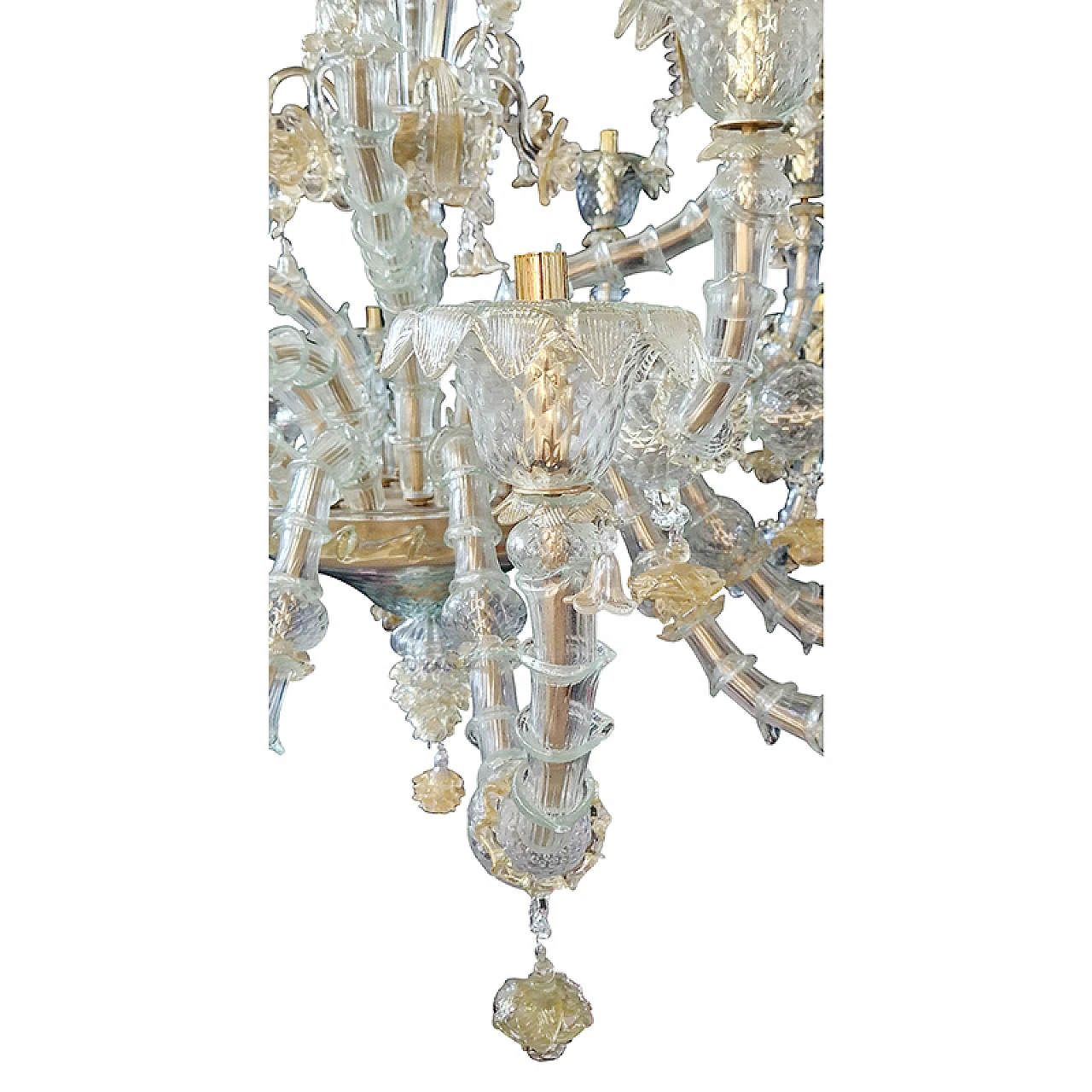 Murano glass and crystal chandelier in Rezzonico style, 1930s 8