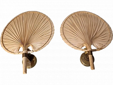 Pair of brass & bamboo applique in the style of Ingo Maurer, 1970s