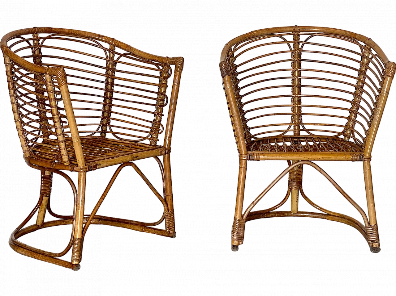 Pair of bamboo armchairs, 1970s 21