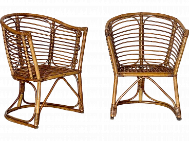 Pair of bamboo armchairs, 1970s