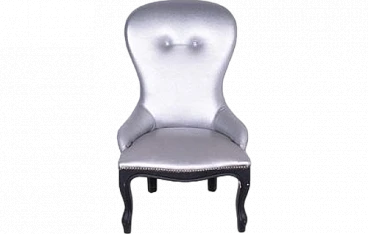 Silver & black faux leather armchair with studs, 2000s