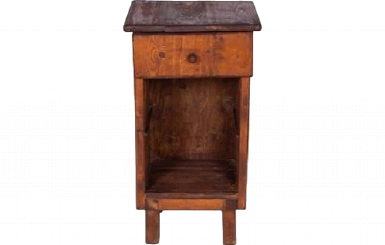 Rustic style bedside table in solid wood with drawer, 2000s 7