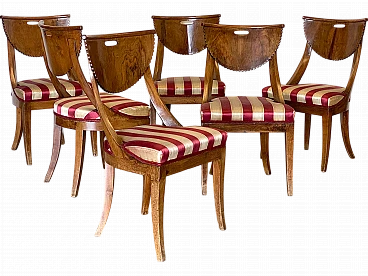 6 Walnut chairs, first half of the 19th century
