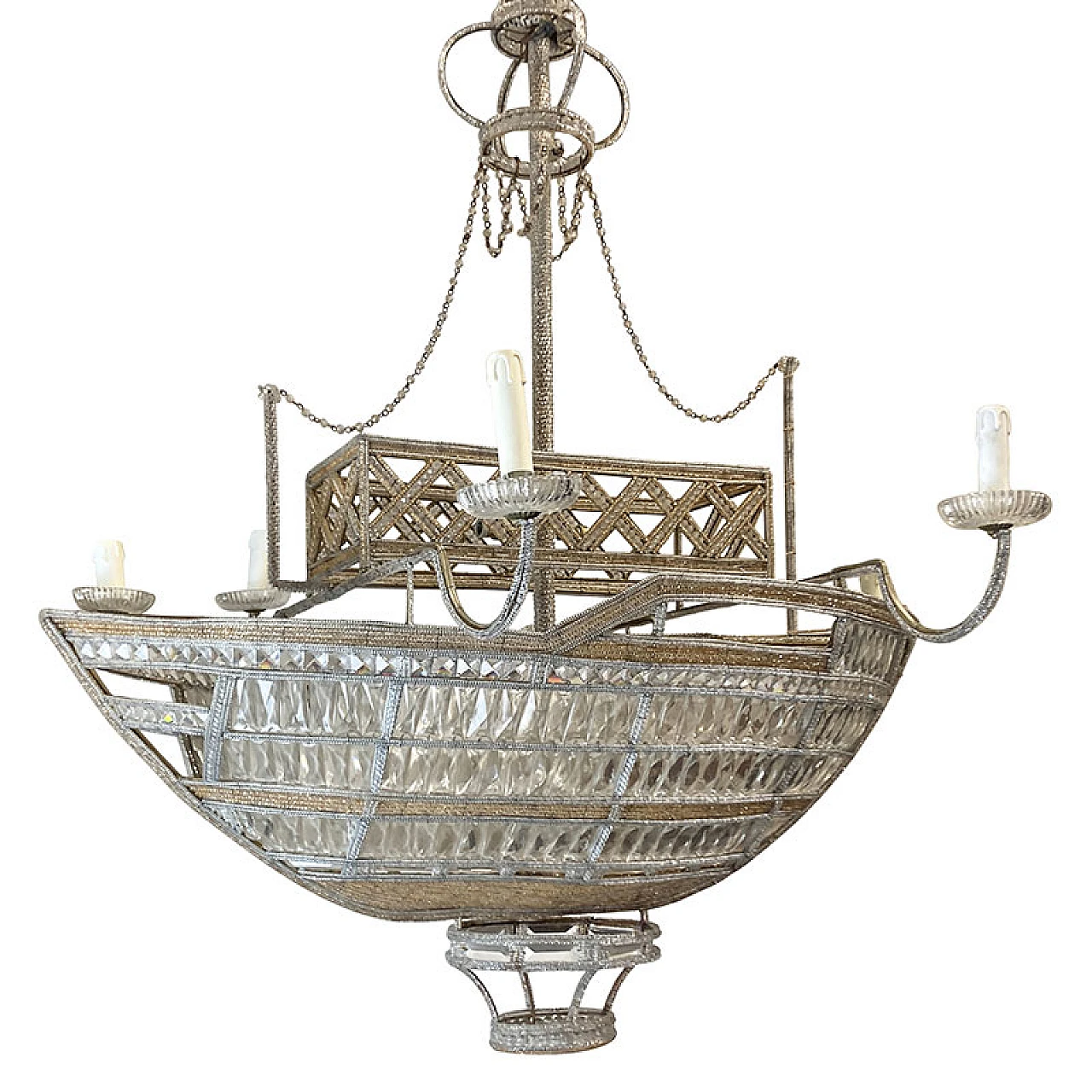 Boat-shaped 10-light chandelier with glass beading 2