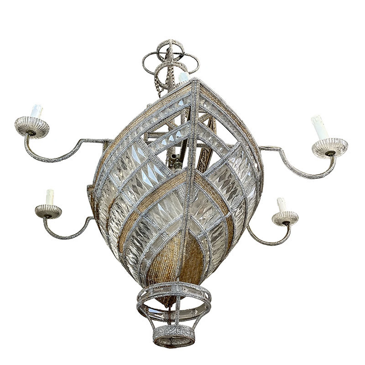 Boat-shaped 10-light chandelier with glass beading 4