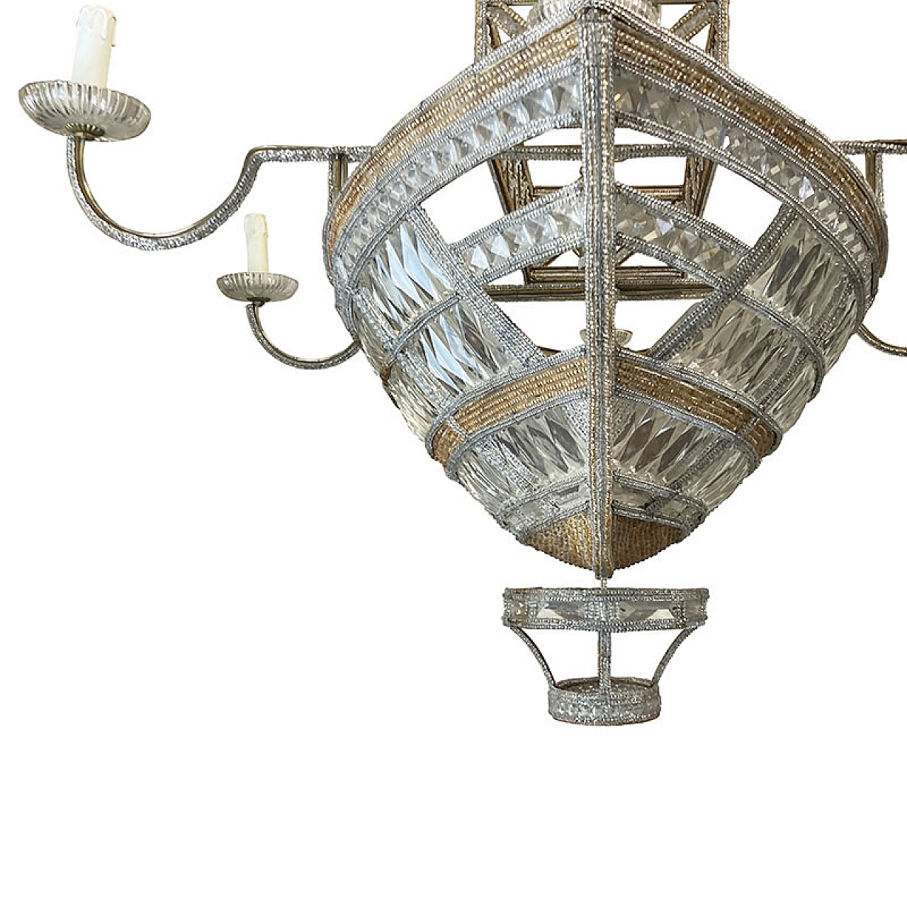 Boat-shaped 10-light chandelier with glass beading 6