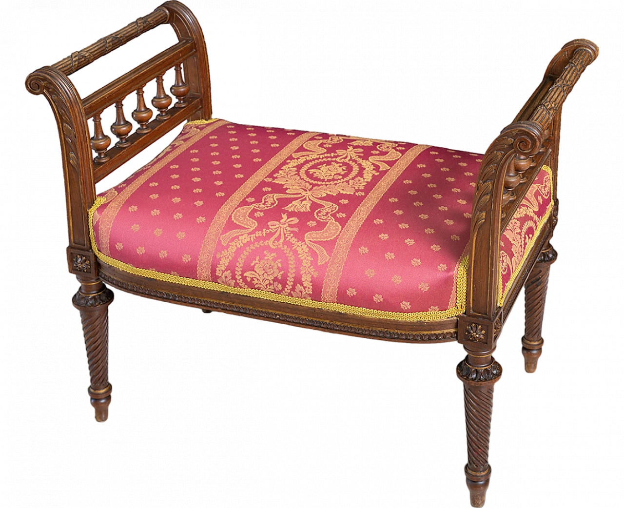 Solid walnut bench in Napoleon III style, late 19th century 4