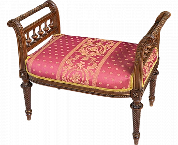 Solid walnut bench in Napoleon III style, late 19th century