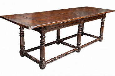 Tuscan solid walnut refectory table, 17th century