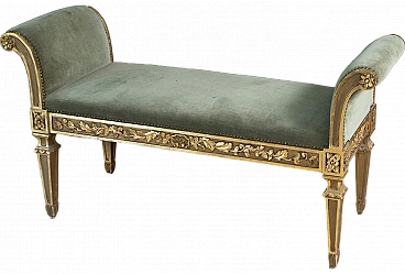 Gilded wood carved bench in Louis XVI style, early 20th century