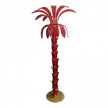 Murano glass floor lamp in the shape of a red palm tree, 1990s