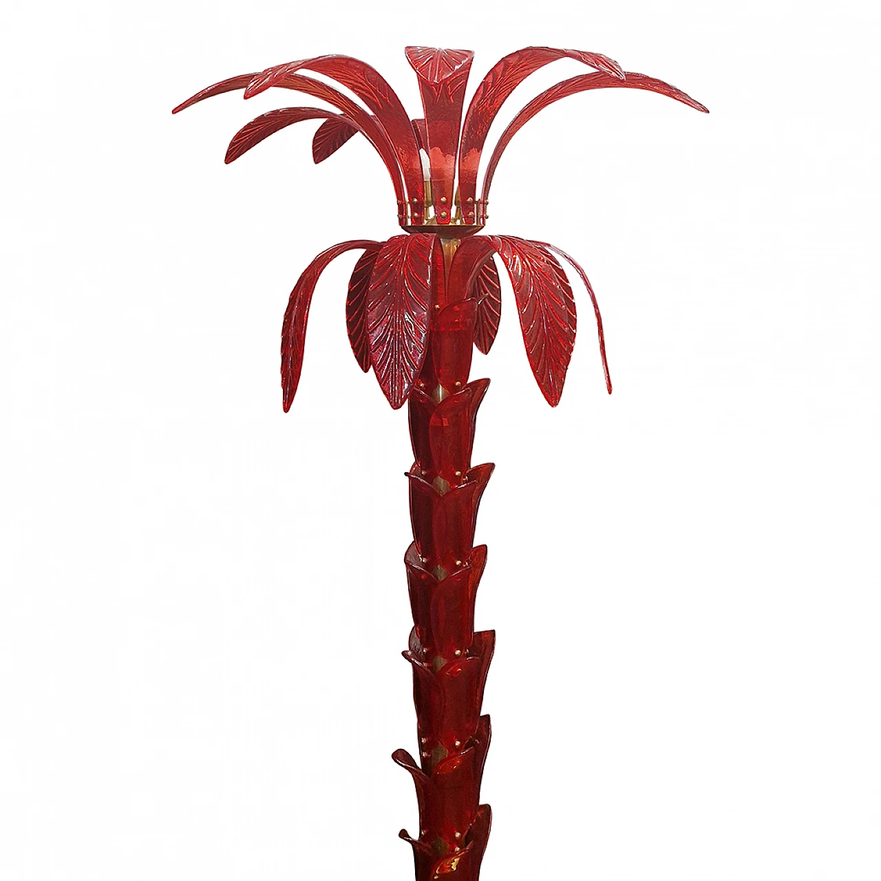 Murano glass floor lamp in the shape of a red palm tree, 1990s 2