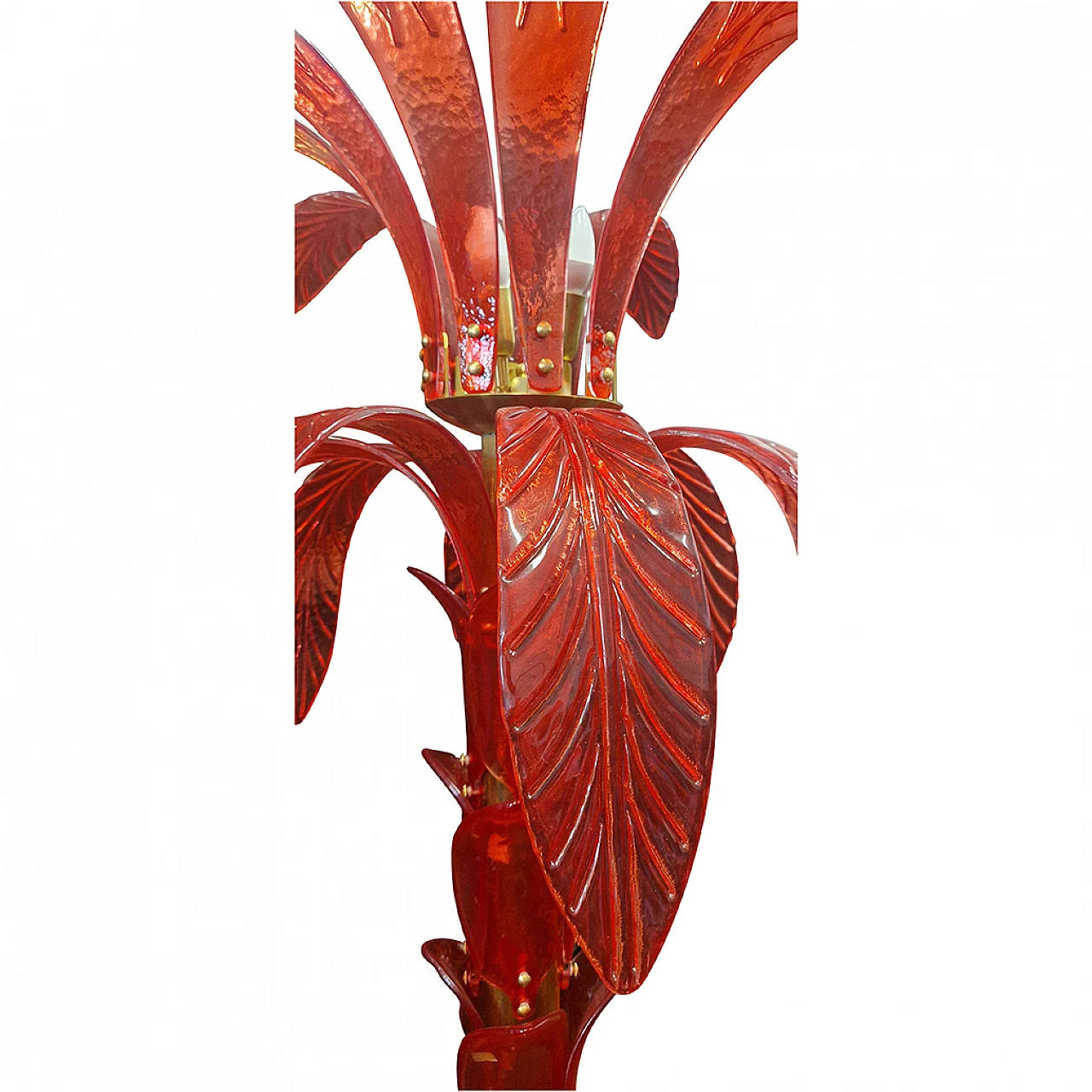 Murano glass floor lamp in the shape of a red palm tree, 1990s 5