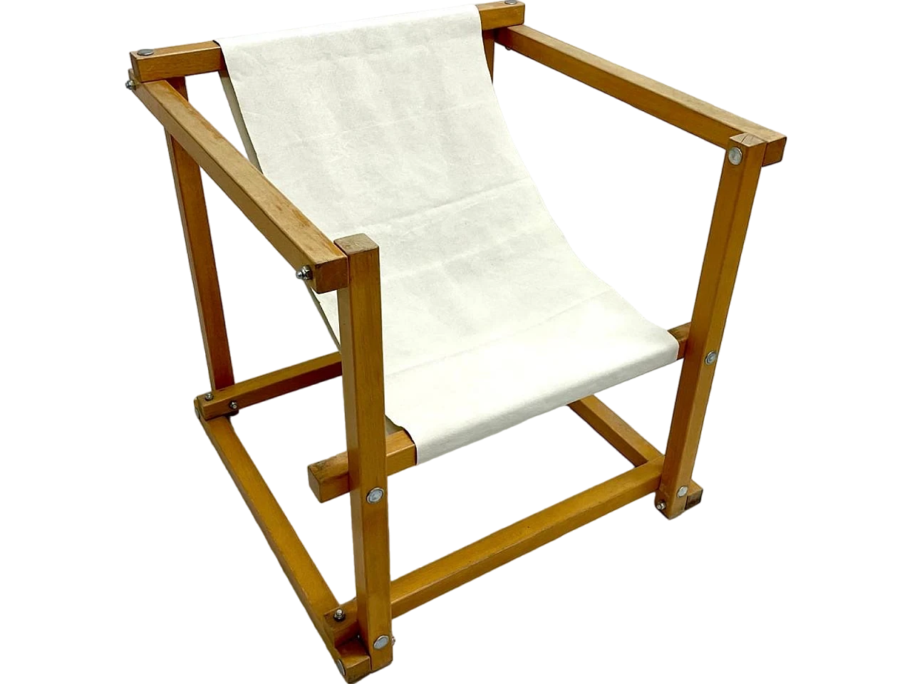 Wood and canvas armchair by Pino Pedano, 1970s 7