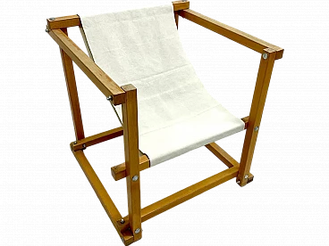 Wood and canvas armchair by Pino Pedano, 1970s