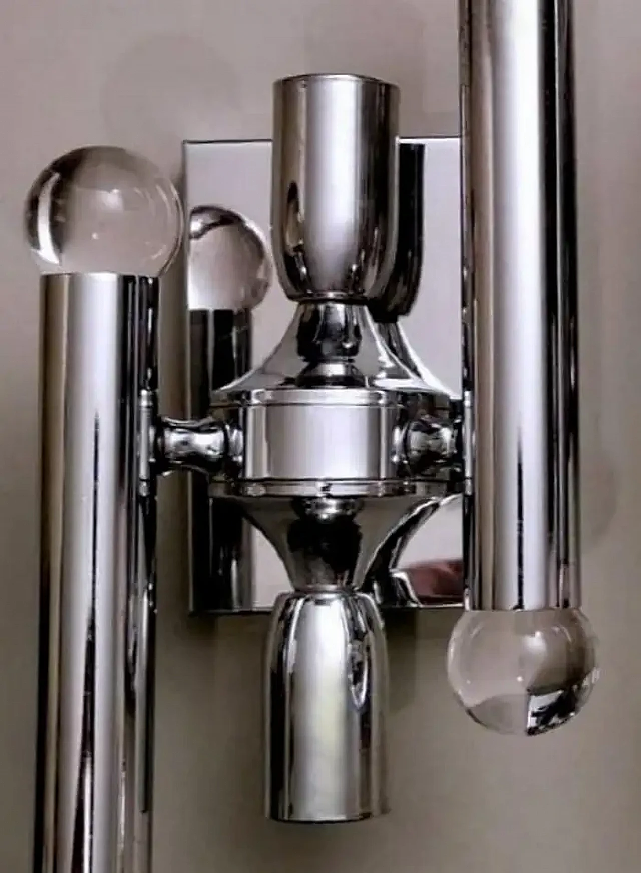 Pair of chrome-plated brass wall lights by Gaetano Sciolari, 1960s 12