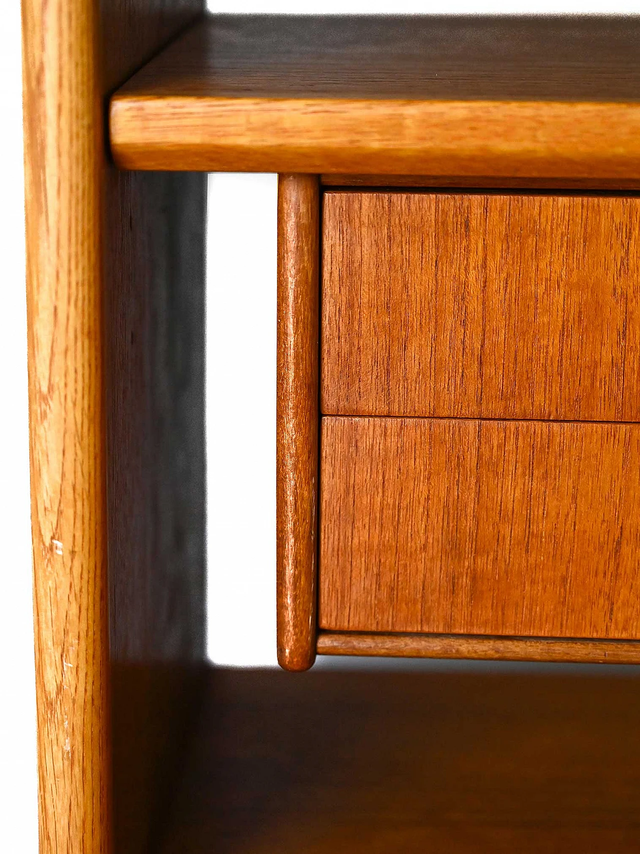 Teak bookcase with writing desk & storage compartment, 1960s 8