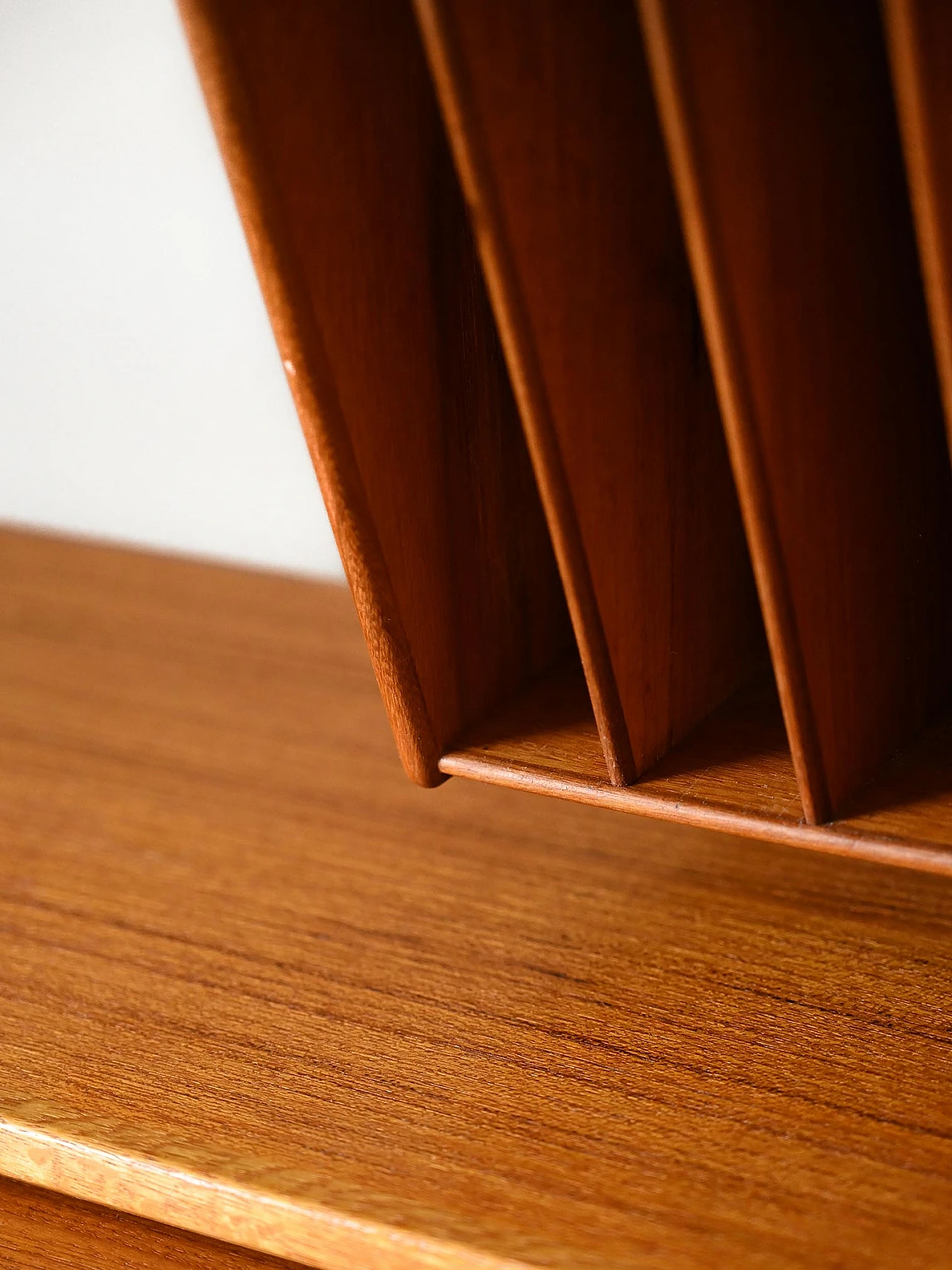 Teak bookcase with writing desk & storage compartment, 1960s 12