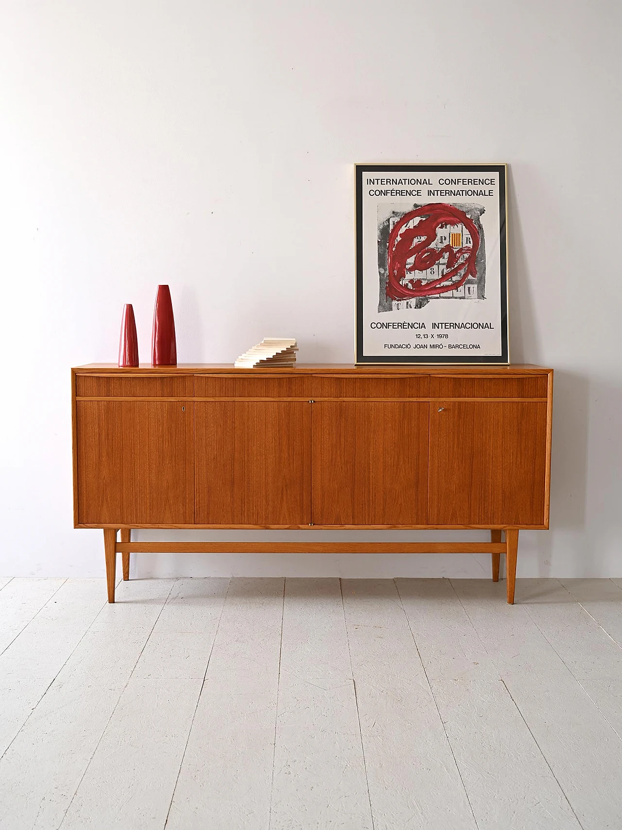 Credenza scandinava in teak e rovere, anni '60 1