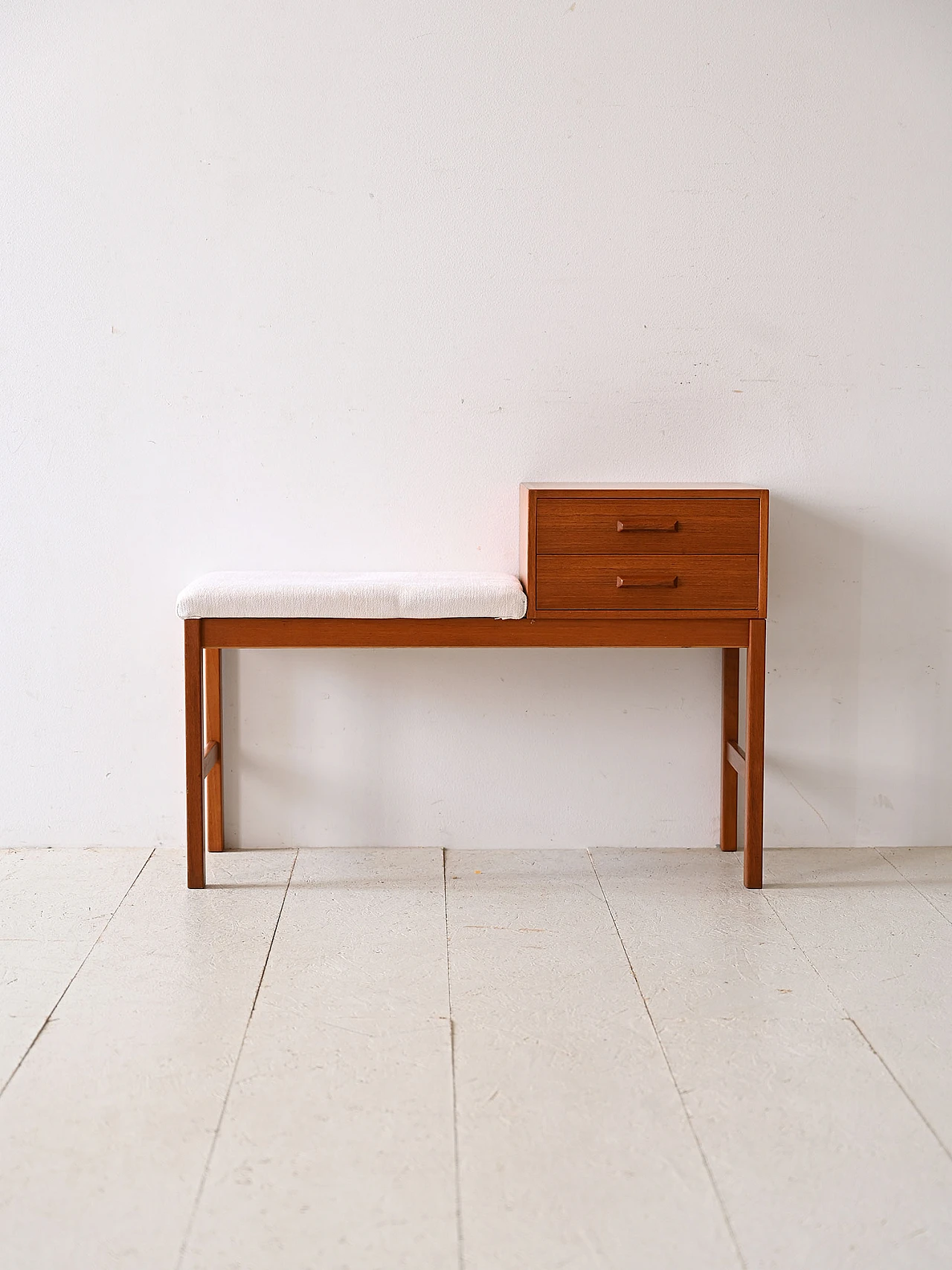 Wooden bench with upholstered seat, 1960s 2