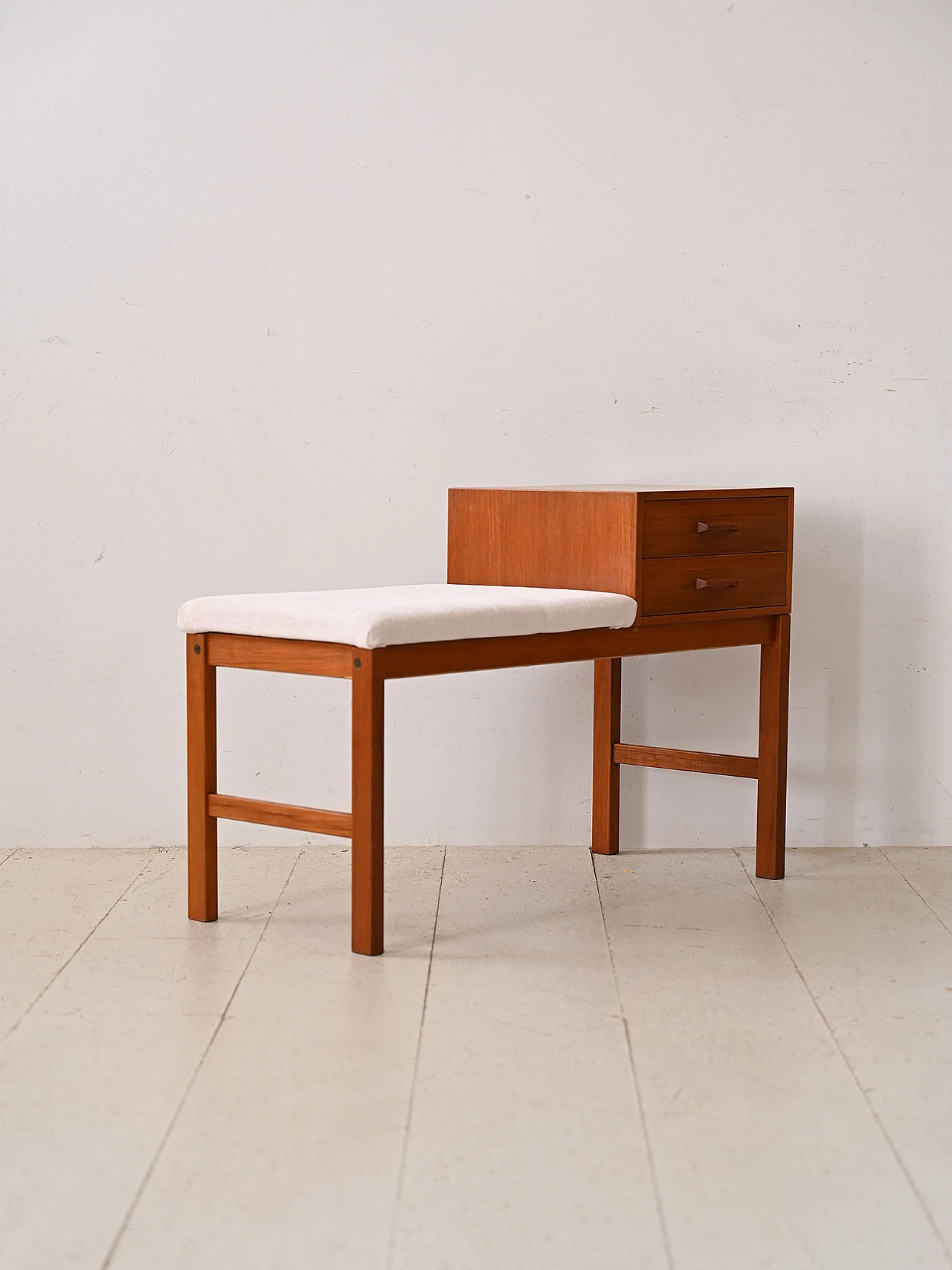 Wooden bench with upholstered seat, 1960s 3