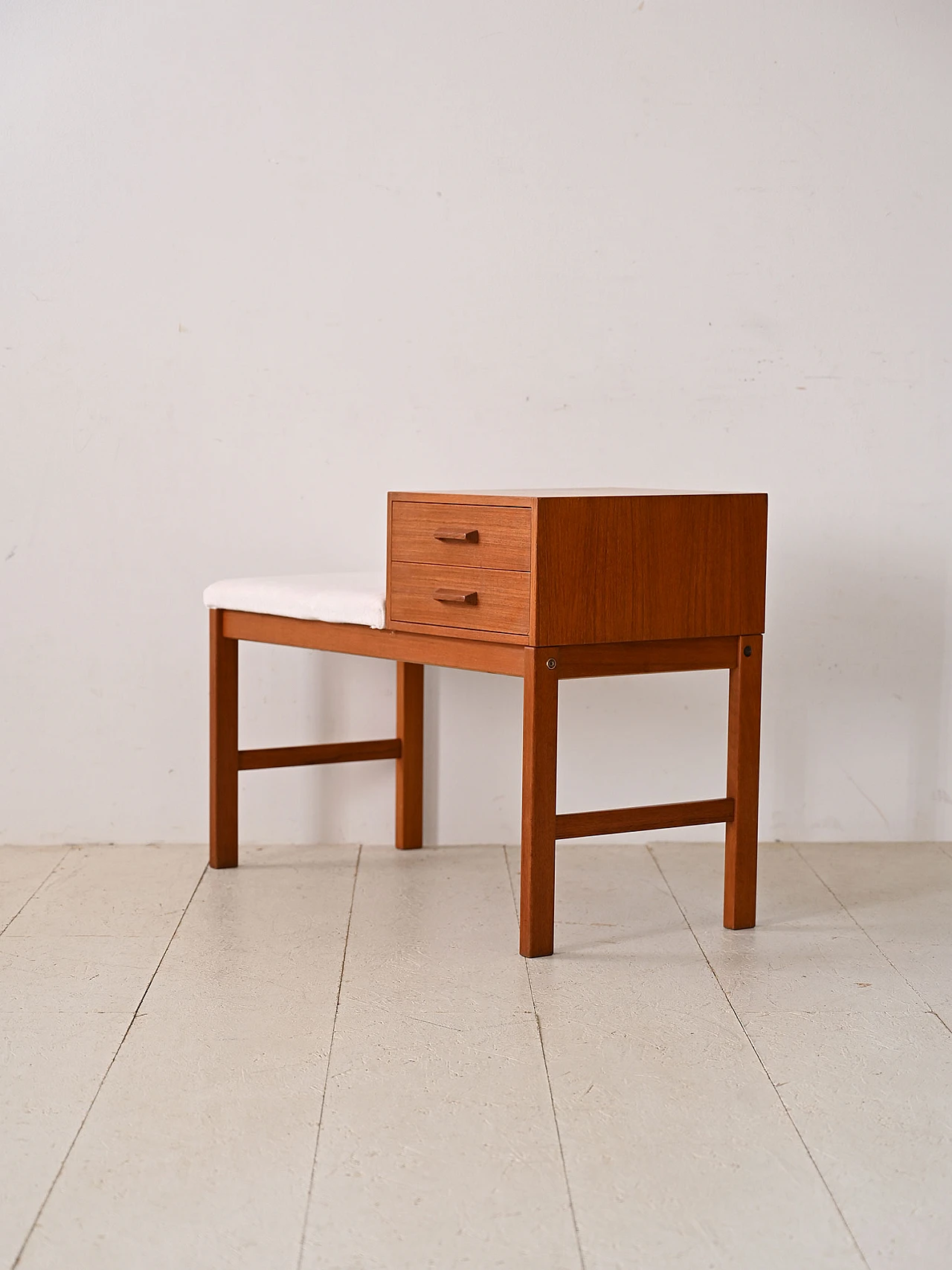 Wooden bench with upholstered seat, 1960s 4