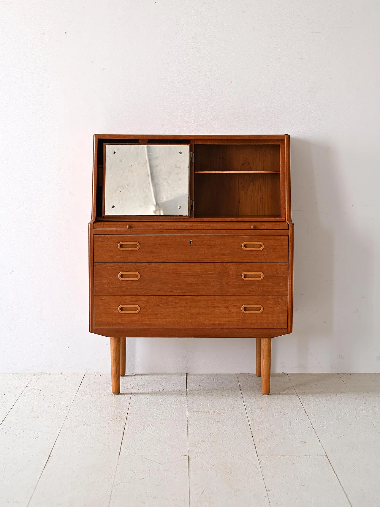 Secretaire danese in teak con scrittoio estraibile, anni '60 3