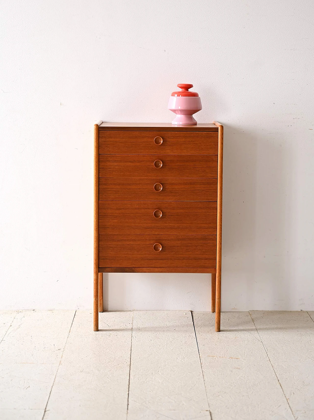 Scandinavian teak and birch chest of drawers, 1960s 1