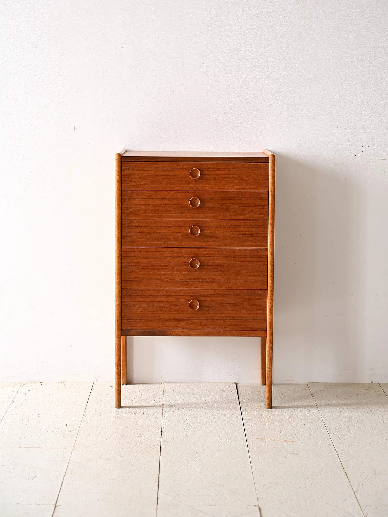 Scandinavian teak and birch chest of drawers, 1960s 2