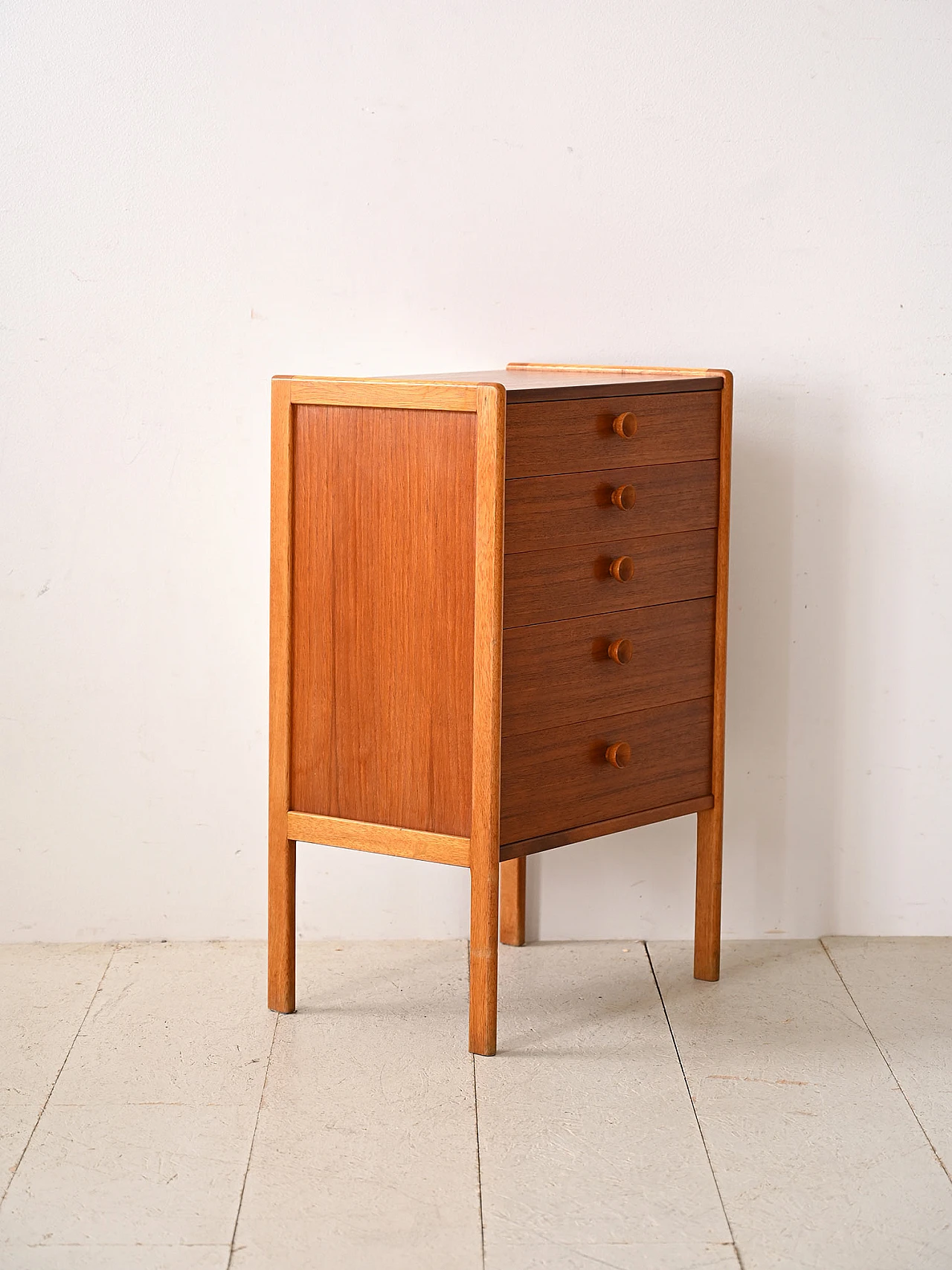 Scandinavian teak and birch chest of drawers, 1960s 3