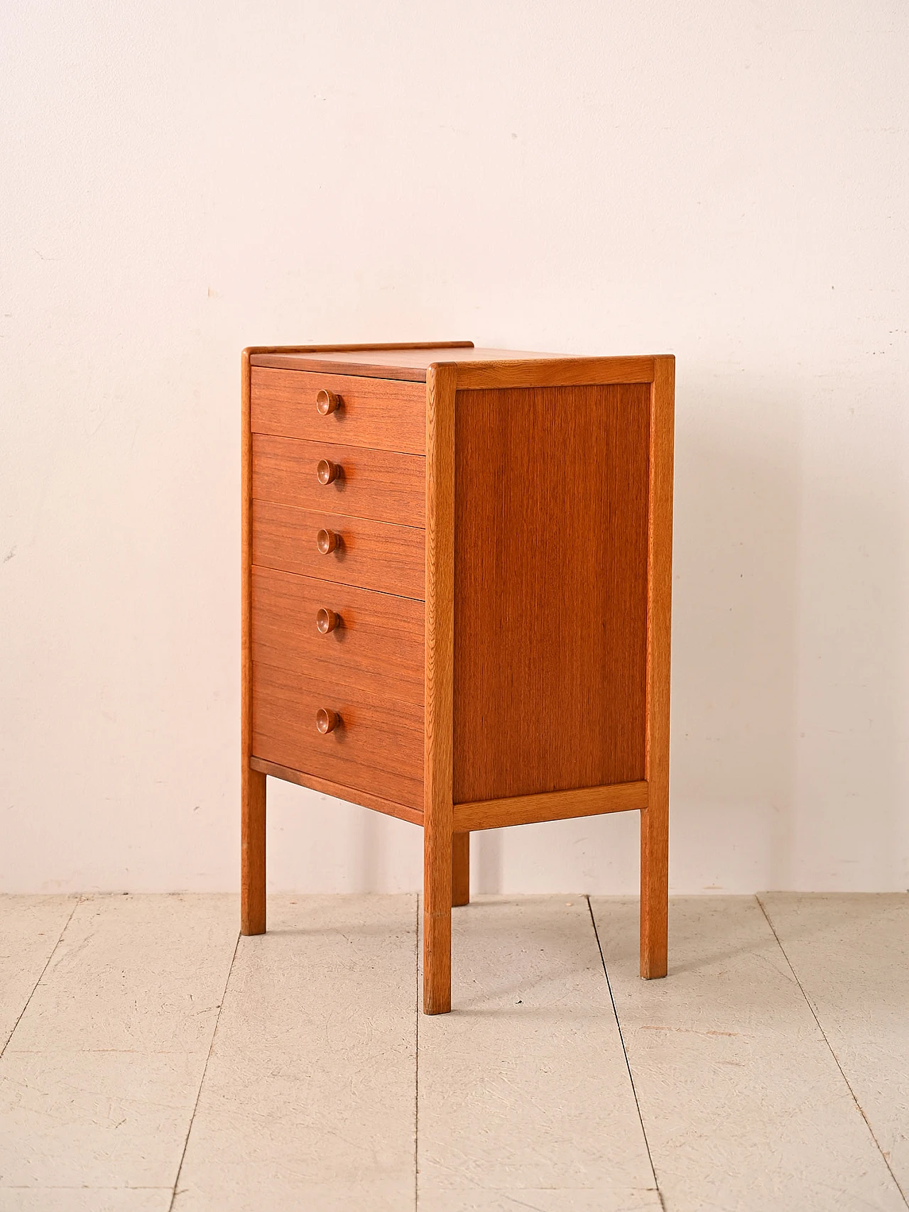 Scandinavian teak and birch chest of drawers, 1960s 4