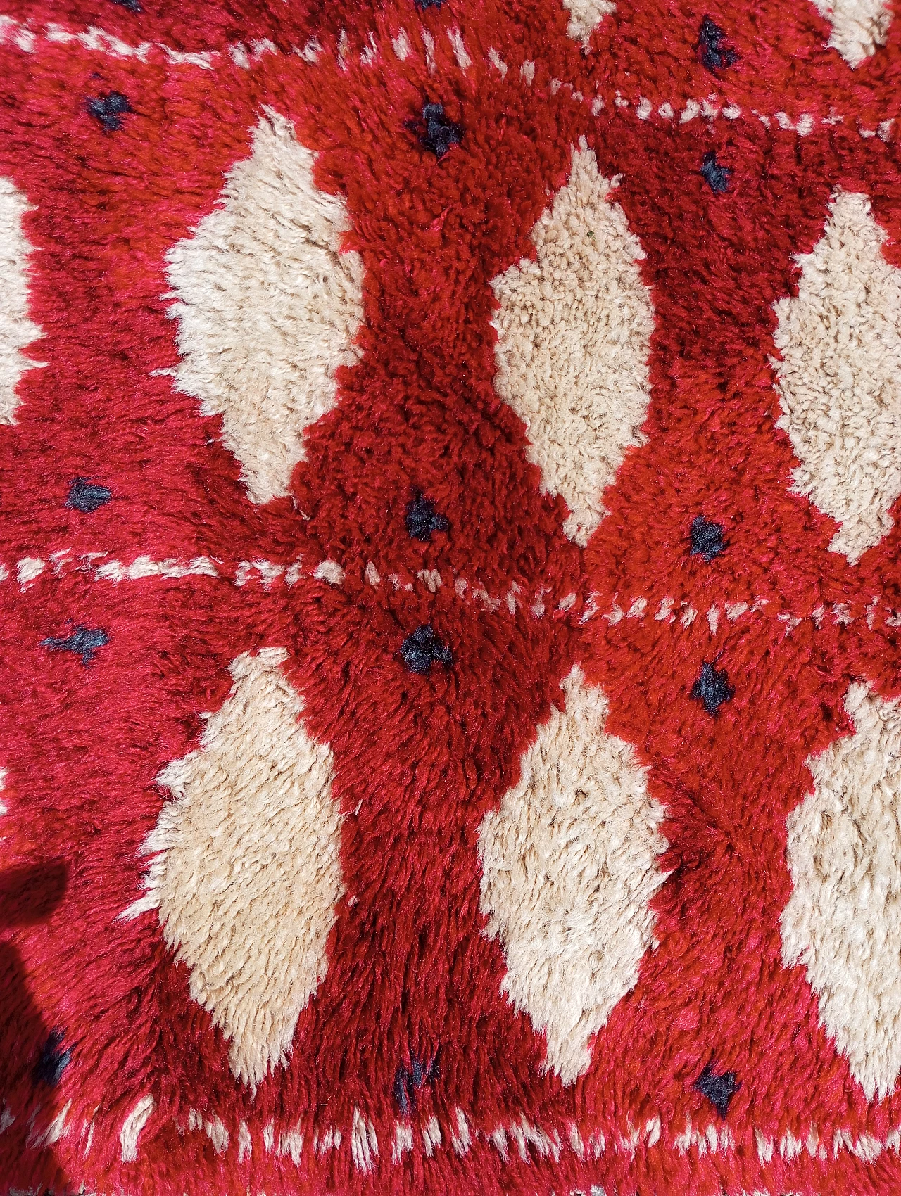 Swedish red and white wool rug, 1960s 6