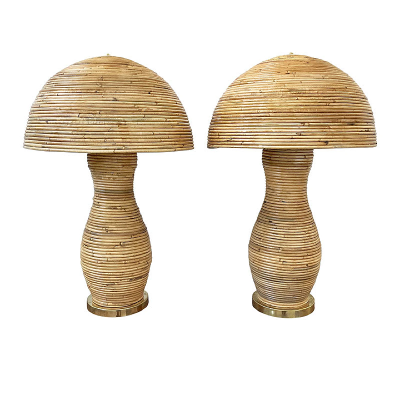 Pair of bamboo table lamps, 1970s 1